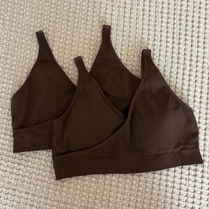 Quince Set of 2 Crossover Nursing and Lounge Bra - Chocolate Brown - Size Med